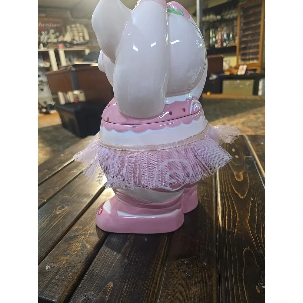 Vintage Ballerina Dancing Pink Pig‎ with Tutu Ceramic Cookie Jar  11 